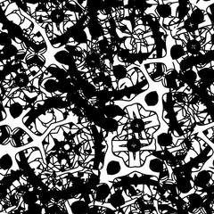 Seamless black and white grunge texture. Monochrome pattern repeating ink pattern