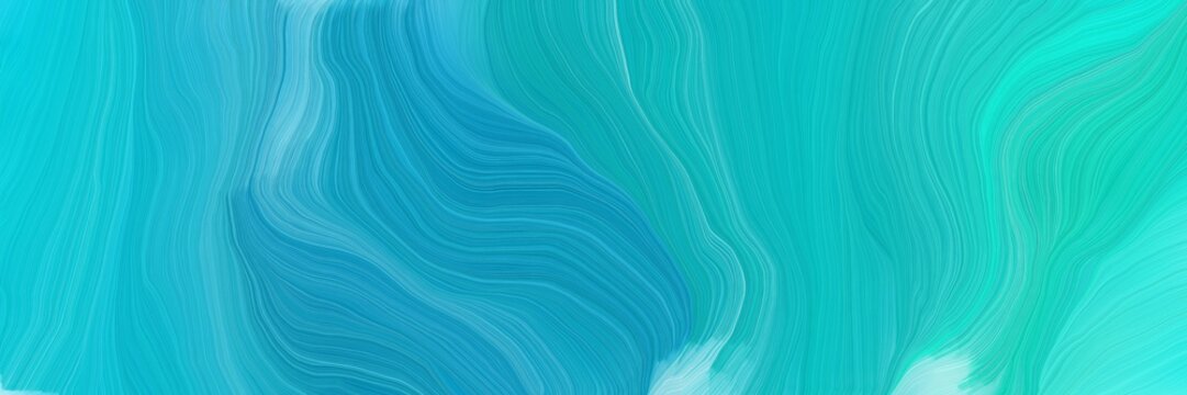vibrant colored banner with waves. smooth swirl waves background design with light sea green, medium turquoise and sky blue color © Eigens