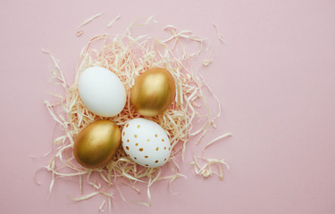 Easter eggs colorful on pink background