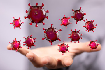 mikro digital epidemic corona virus nCoV , Novel Coronavirus 19-NCP. nCoV denoted is...
