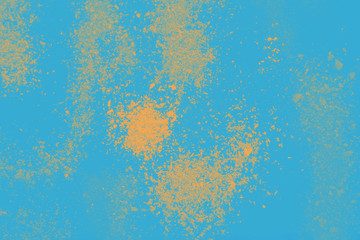 Abstract blue background with yellow mustard color powder spots