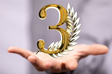 Three or 3  Years award Digital number award Anniversary 3d.