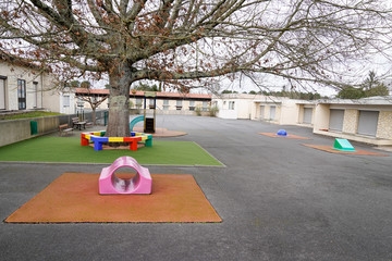 Preschool building schoolyards child exterior with kids playground building school