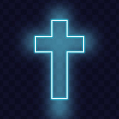 Glowing cross. Christian symbol. Vector illustration. Eps 10