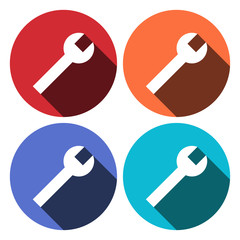 Wrench icon , vector illustration. Long shadow