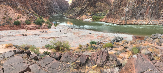 Panorama looking down over the mouth of Separation Canyon, where 3 men left John Wesley Powell's...