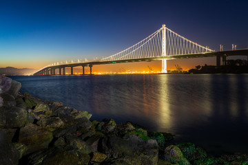 SF Bay Bridge reflection in Clipper Cove