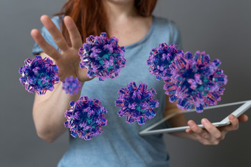 mikro digital epidemic corona virus nCoV , Novel Coronavirus 19-NCP. nCoV denoted is...