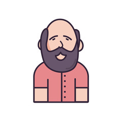 Isolated avatar man with beard fill style icon vector design