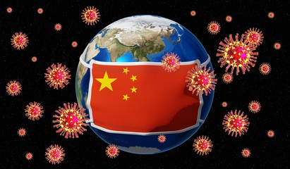 Global pandedmic Wuhan coronavirus/ flu outbreak - China - 3D illustration