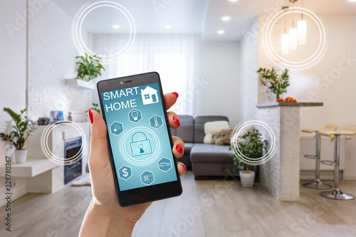 remote home control system on a digital tablet or phone wall mural