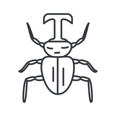hercules beetle icon, line detail style