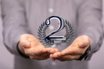 Second or two  Years award Digital number award Anniversary 3d.
