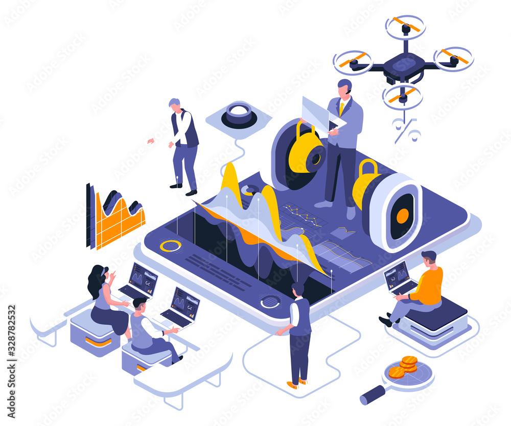 Leinwandbilder business training landing page vector template. coaching session with mentor website header ui layou