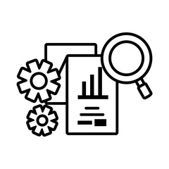 magnifying glass with digital objects in white background