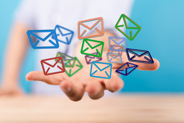 Hand Touching Email With Finger.