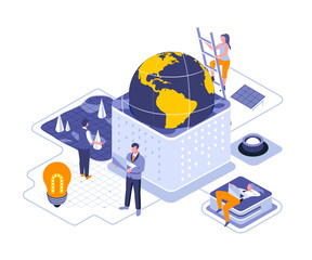 Earth Day landing page vector template. Annual eco event celebration website header UI layout with isometric illustration. Environment protection, saving nature web banner isometry concept