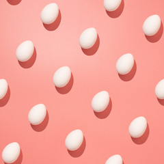 Creative Easter pattern of white eggs