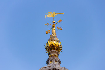 Fototapeta na wymiar The view of Marekerk church, its dome and golden symbol of Leiden city, The Netherlands, Holland