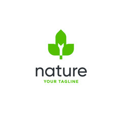 leaf logo design vector for nature symbol template editable