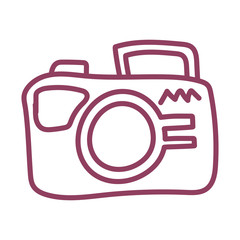 photographic camera on white background, line style icon