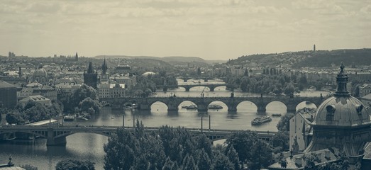Panoramic view of the river Vltava in Prague