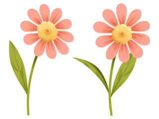 Two small orange flowers clip art. Isolated on white background. Vector illustration. Perfect for sticker, element, scrapbook, card, etc.
