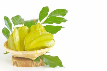 Star apple, yellow flower and leaves