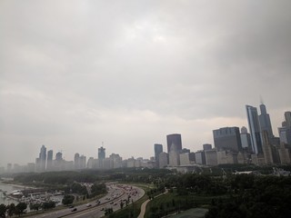 Naklejka na ściany i meble Foggy Chicago Skyline 