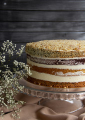 cake with cream and chocolate