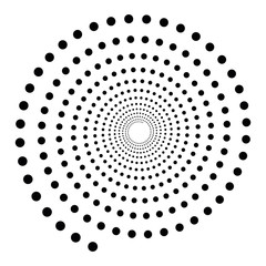 Black dotted spiral symbol. Simple flat vector design element