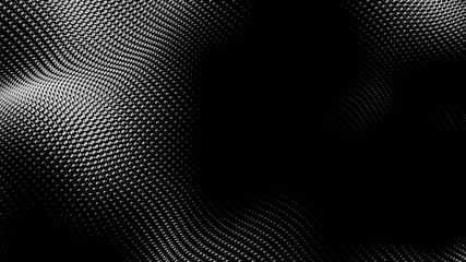 Dot white black wave technology texture background. Abstract big data digital concept. 3d rendering.