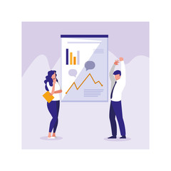 people of business with graphs in front, business working processes