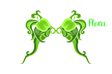 Green flora ornament wing decoration