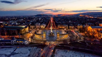 Heroes Square at night Budapest