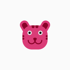 Cat's face in flat design style. Cute kitty. animal's head logo. Flat vector illustration, isolated on white background.