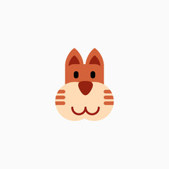 Cat's face in flat design style. Cute kitty. animal's head logo. Flat vector illustration, isolated on white background.