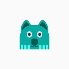 Cat's face in flat design style. Cute kitty. animal's head logo. Flat vector illustration, isolated on white background.