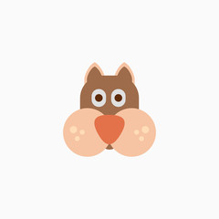 Cat's face in flat design style. Cute kitty. animal's head logo. Flat vector illustration, isolated on white background.
