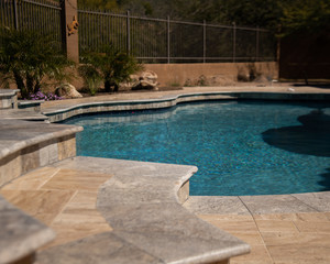 Travertine pool and spa