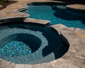 Travertine pool and spa