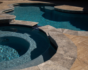 Travertine pool and spa
