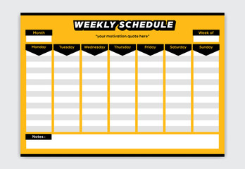 Weekly schedule bold yellow and black color style planner monday to sunday A3 size
