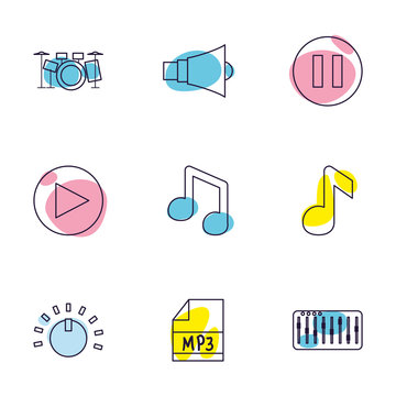 Isolated music line style icon set vector design