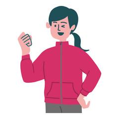 ジャージ　女性　スポーツウェア　ガッツポーズ 