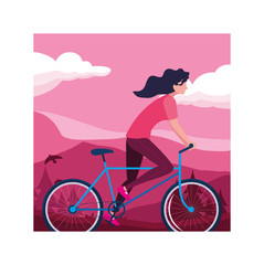 woman with bicycle, woman with healthy lifestyle