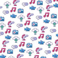 digital world icons pattern in white background