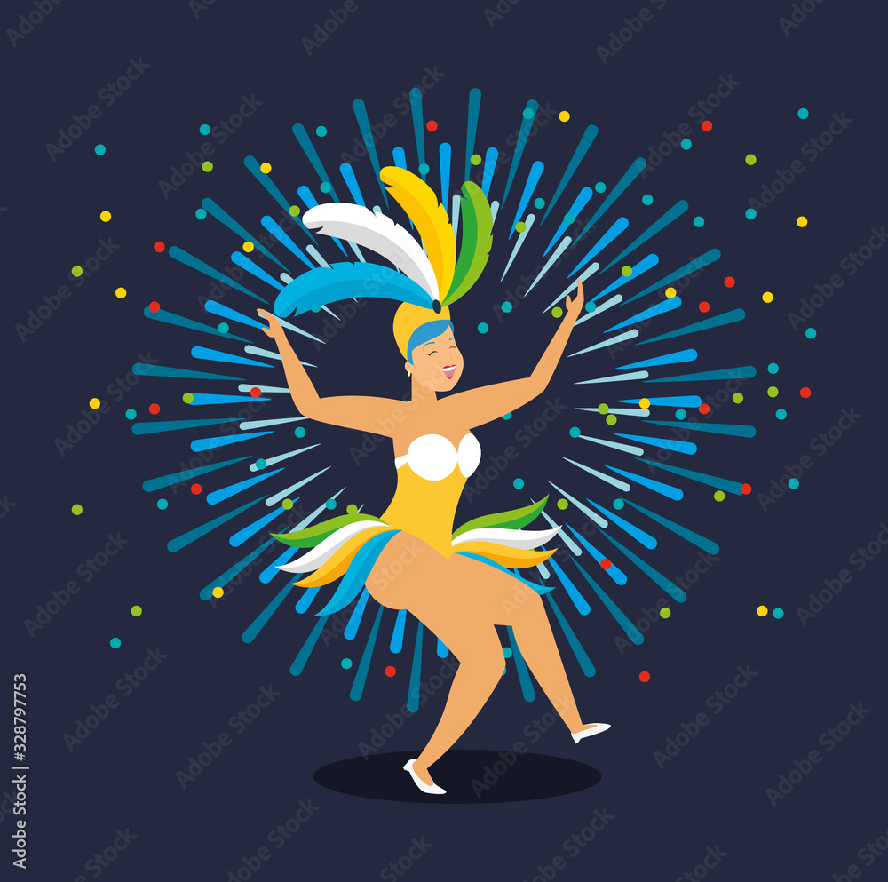 Poster brazilian garota dancing carnival character