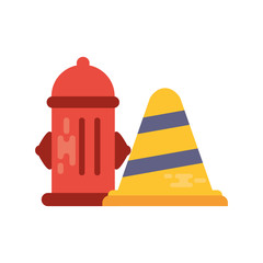 Fototapeta na wymiar fire hydrant with safety cone on white background