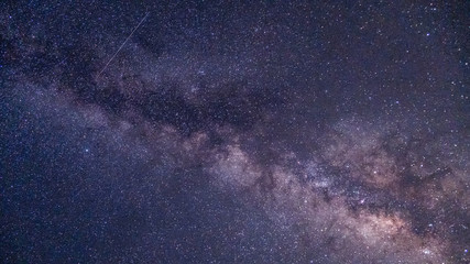 Stars and the Milky Way in the dark night sky are very beautiful.